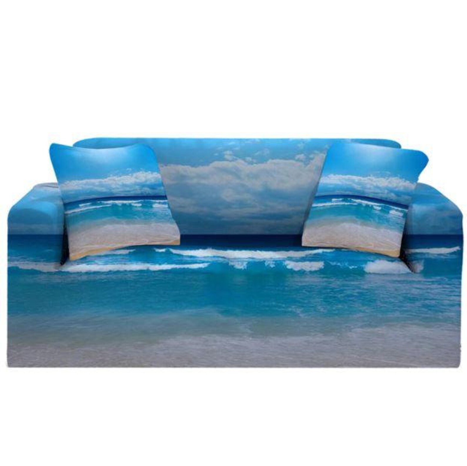 Beach Couch Cover Sofa Slipcover Ocean Theme Armchair Loveseat Oversize