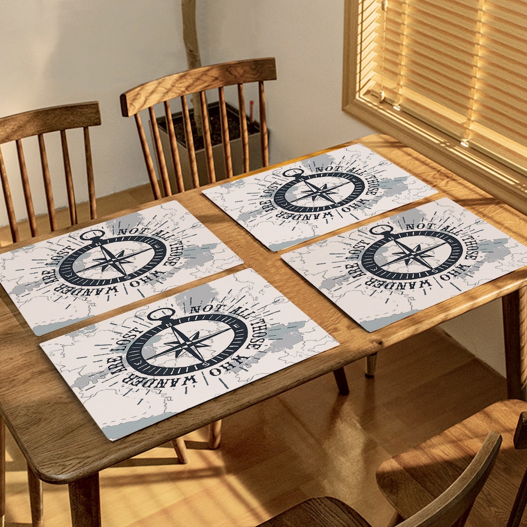 Nautical Windrose Placemat, Round Table Placemats, Ocean Themed Table