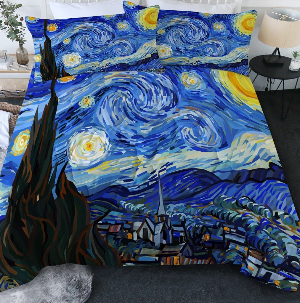 Van Gogh Comforter Starry Night Bedding Set Artist Pillow - Etsy