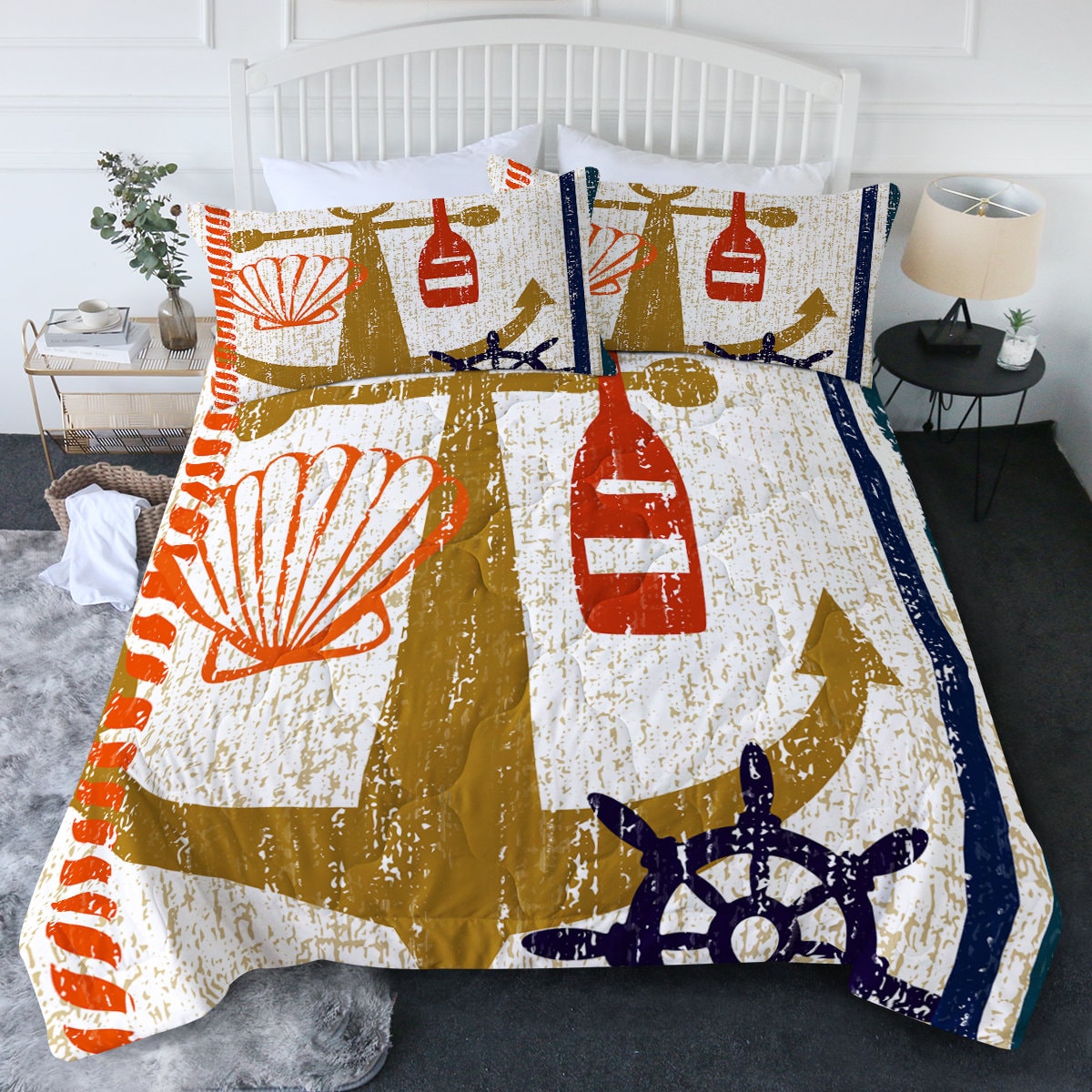 Beachy Anchor Comforter Set Nautical 