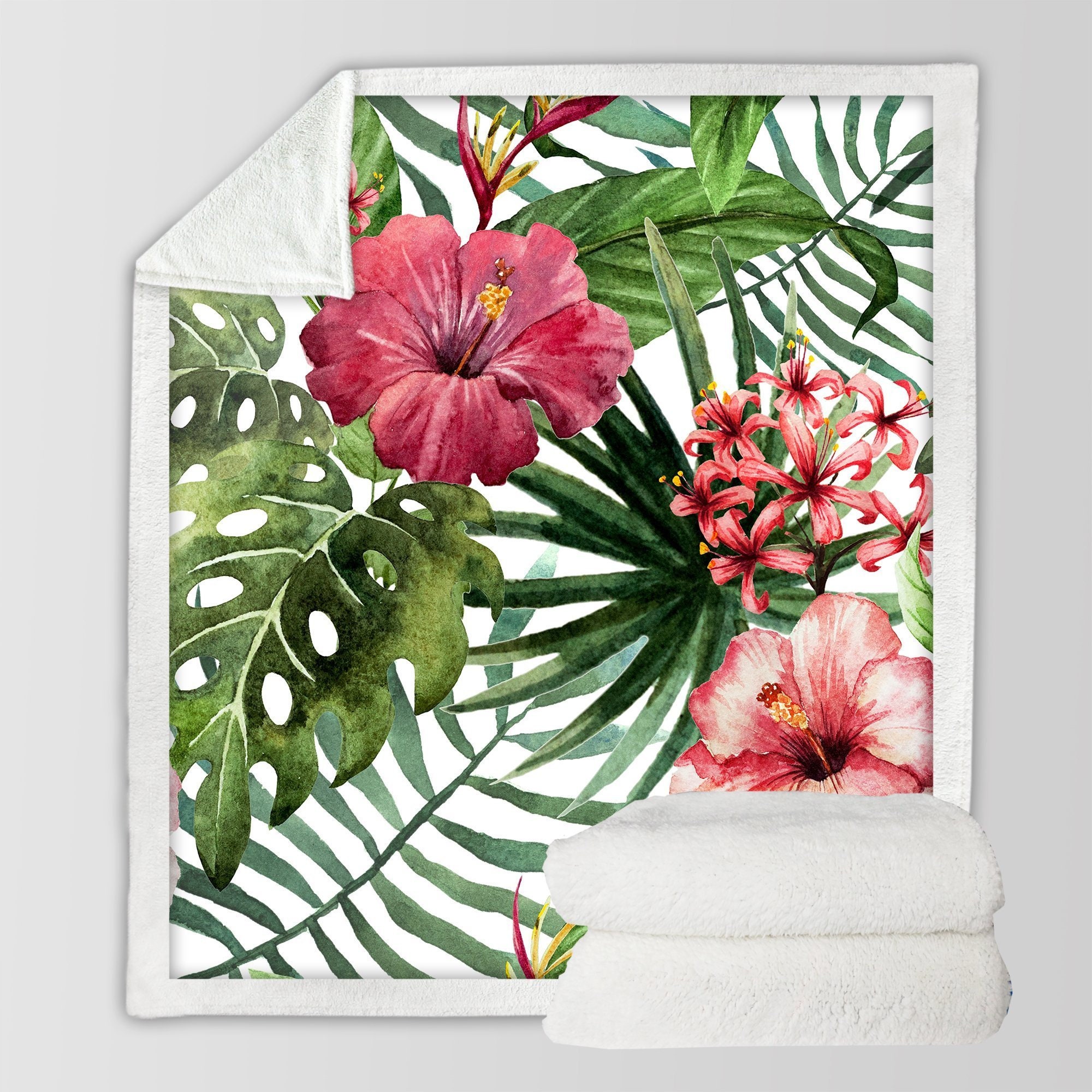 Tropical Hibiscus Blanket Floral Throw Hawaii Flower Bedspread Etsy