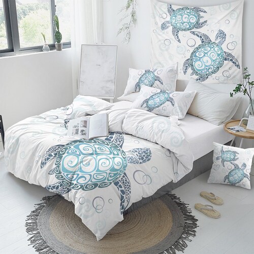 3D Pink Sea Turtle Duvet Cover Queen Kingbedding Set Twin Etsy
