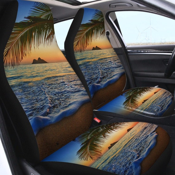 Tropical Beach Car Seat Cover, Coastal Car Interior, Beach Car Decor, Ocean  Style Stretchable Slipcover, Palm Tree at Sunrise, Universal Fit 