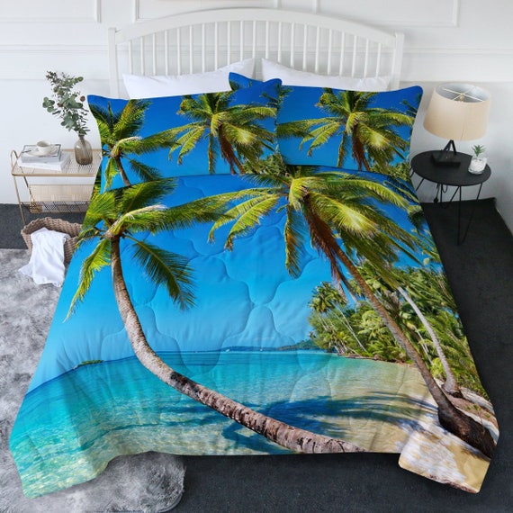  Tropical Plants Quilt Cover, Bedding Bag, Ocean Beach