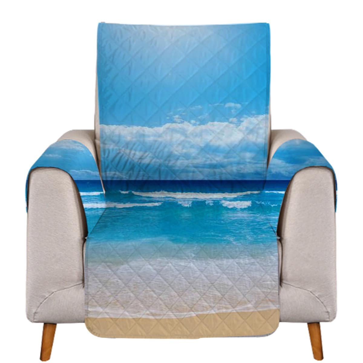 Beach Quilted Couch Cover Coastal Seaside Sofa Cover Ocean