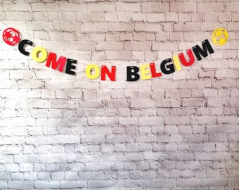 COME ON BELGIUM * Euro 2024 Football Banners/Bunting * Belgium Flag Bunting * Football Party * Euros Pub Decoration *Football Theme Birthday