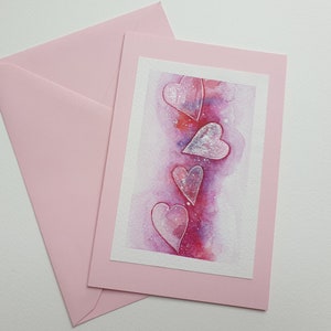 Handgemalte Aquarell Grußkarte zum Valentinstag oder zur Hochzeit/Verlobung