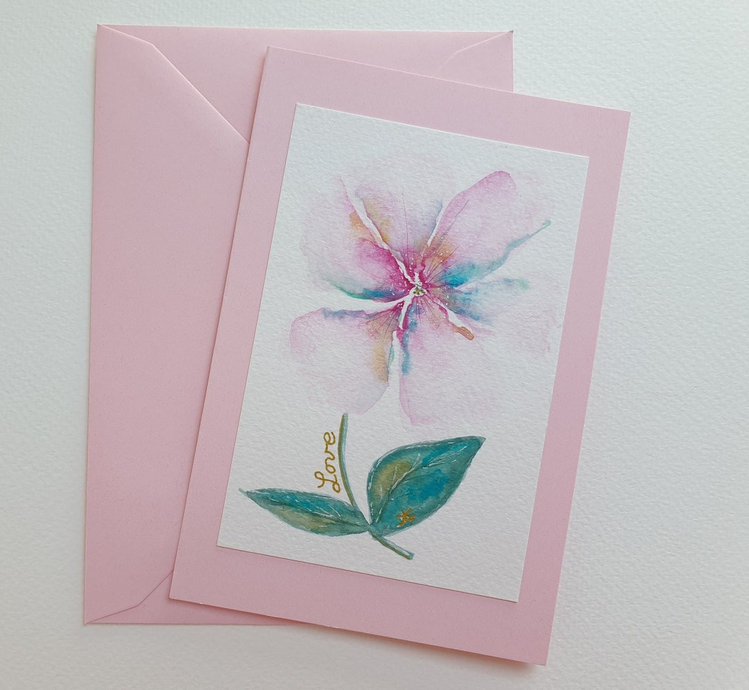 Flower Greeting Card Watercolor Hand Painted Spring Easter - Etsy