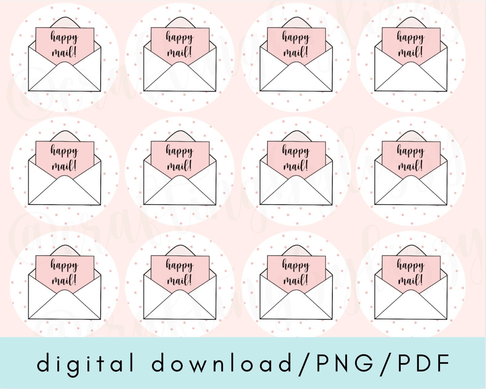 happy mail envelope sticker sheet cricut print then cut etsy