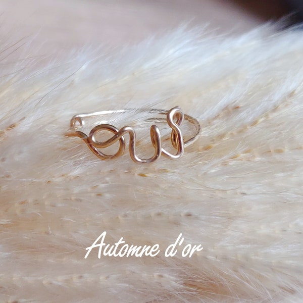 Yes Ring, Wire Wrapping Bangle Ring, Personalized Jewelry, Initial Lettre Ring, 14K Gold Filled Ring, Personalized Anniversary Gifts for Her