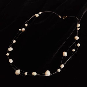 Multi-row White Pearl Necklace, Baroque Freshwater Pearls Different Sizes, Wedding Jewelry, Christmas Gifts for Her image 2