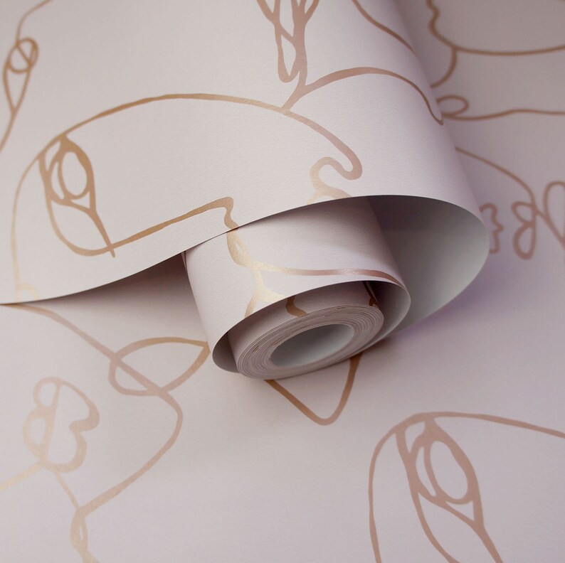 Pink Abstract Faces Wallpaper Holden Trendy Modern Etsy