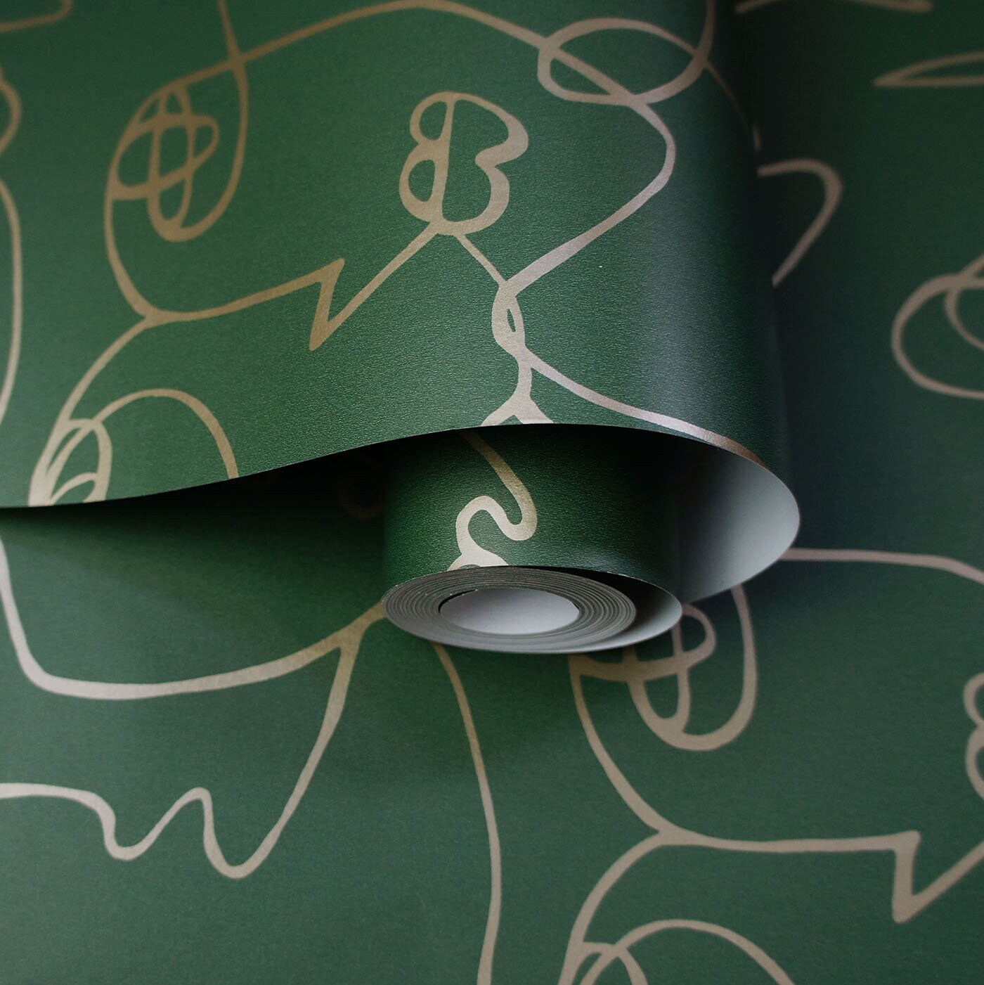 Green Abstract Faces Wallpaper Holden Trendy Modern Etsy UK