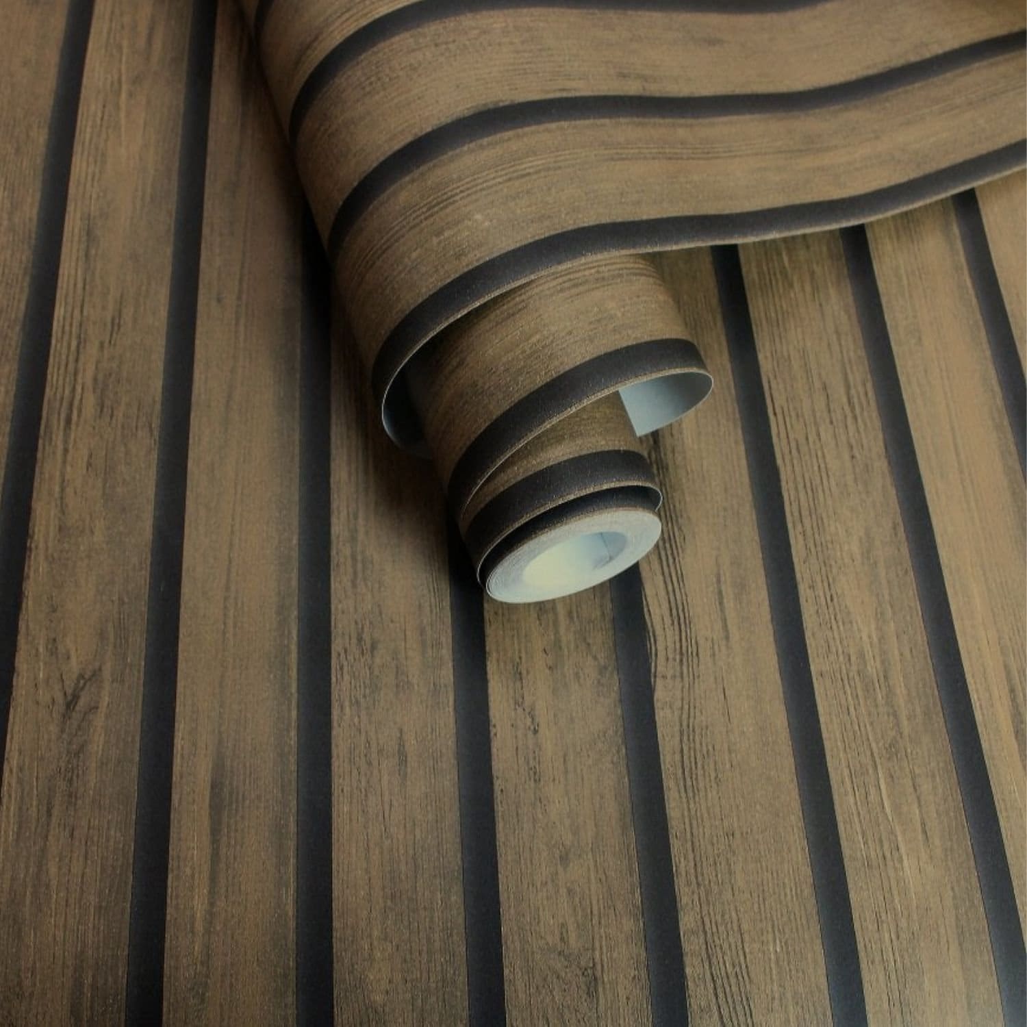 Wood style brown wooden slats in teak wood bedroom wallpaper