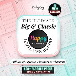 Ulitmate Happy Planner Inserts | 500+ Big & Classic Planner Covers, Calendars, Templates, Brain-Dump | Printable Pages
