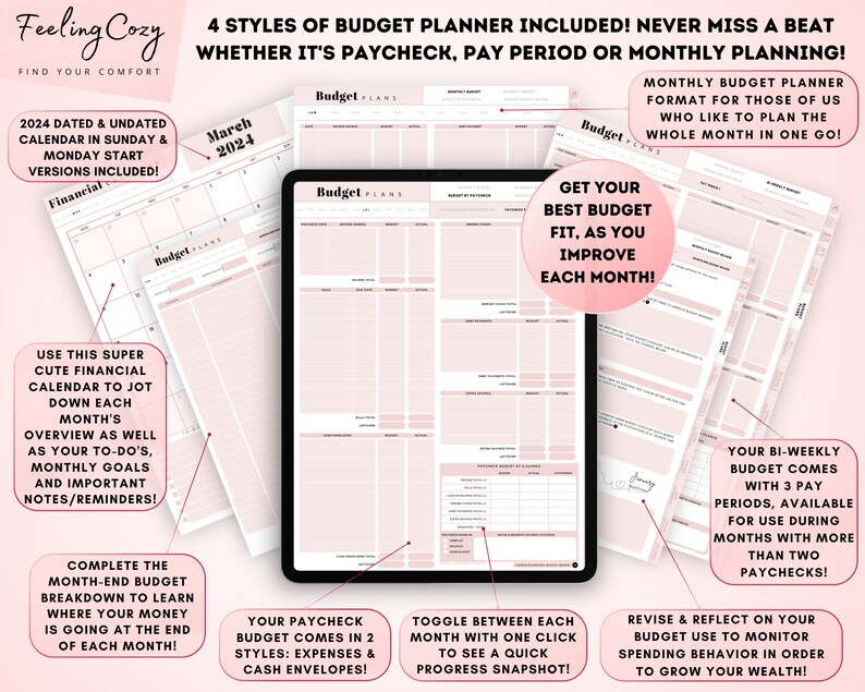 Budget Planner: Budget Tracker, Financial Planner, Finance Tracker, Paycheck Budget Template Digital Budget Planner GoodNotes iPad 2024 image 4