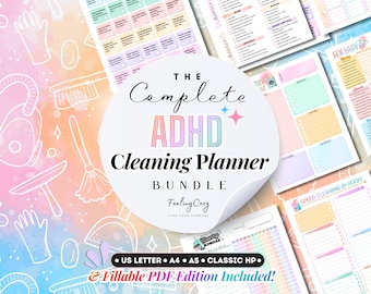 ADHS Putz-Planer-Bundle: Putz-Plan | Tabelle der Hausarbeiten | Deko | Checkliste für die Tiefenreinigung | Ausfüllbares PDF