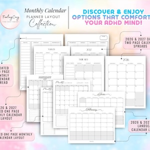 Mega 2026 Planner Printable / Journal Bundle: ADHD Daily, Weekly, Monthly, Goal | A5 Planner Inserts Bild 6