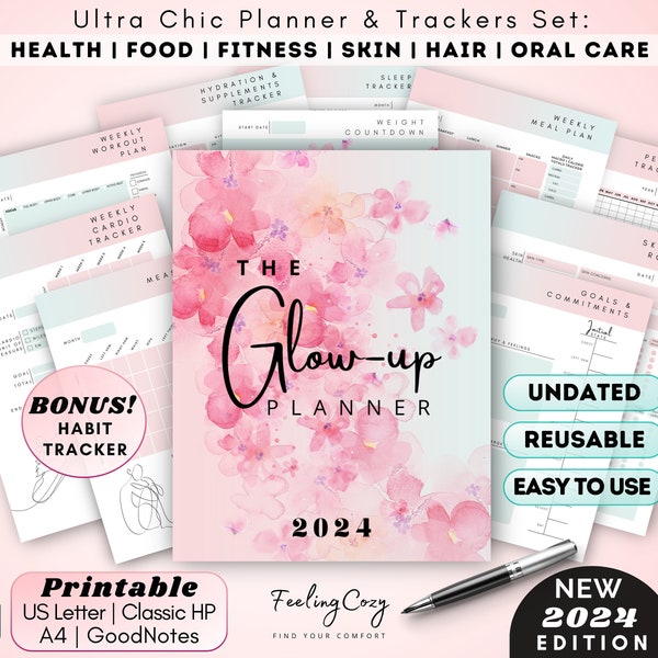 2024 Fitness Planner, Weight Loss Tracker, Weight Loss Journal, Weight Loss Printable | 2024 Self Care Planner Digital GoodNotes