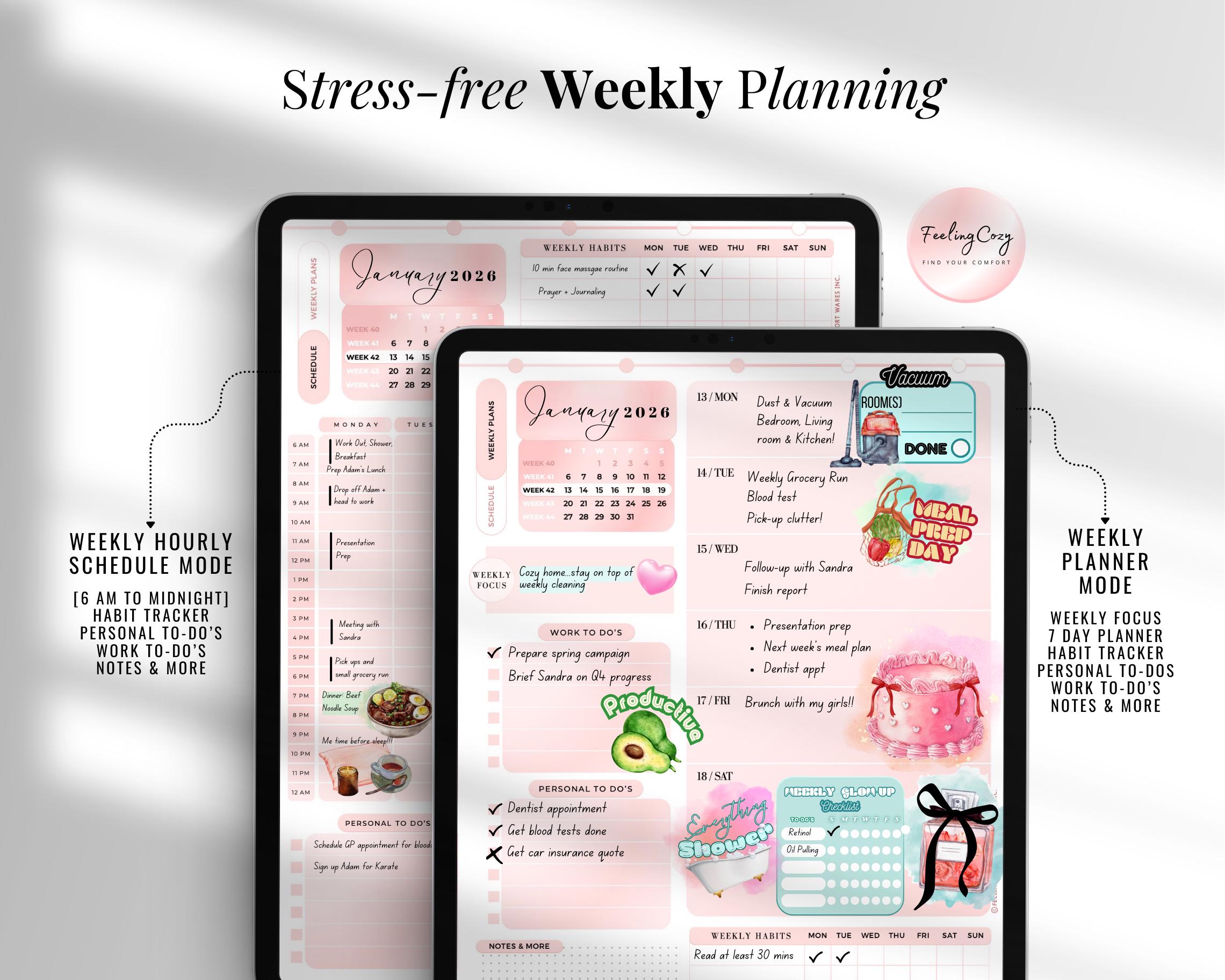 2026 Simple Digital Planner: Pink Goodnotes Planner for iPad | 275 ...