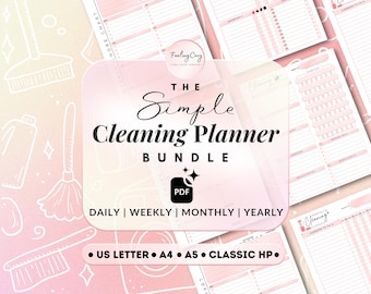 Cleaning Planner Bundle | Daily, Weekly, Monthly Cleaning Schedules, Checklist & Chore Chart