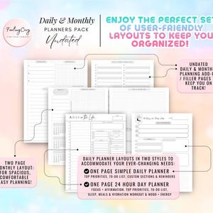 Mega 2026 Planner Printable / Journal Bundle: ADHD Daily, Weekly, Monthly, Goal | A5 Planner Inserts Bild 5