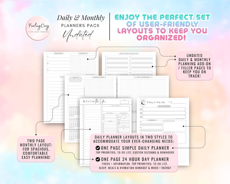 Mega 2026 Planner Printable / Journal Bundle: ADHD Daily, Weekly, Monthly, Goal | A5 Planner Inserts Bild 5
