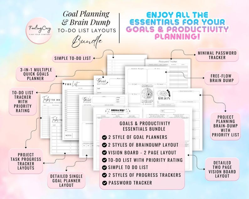 Mega 2026 Planner Printable / Journal Bundle: ADHD Daily, Weekly, Monthly, Goal | A5 Planner Inserts Bild 8