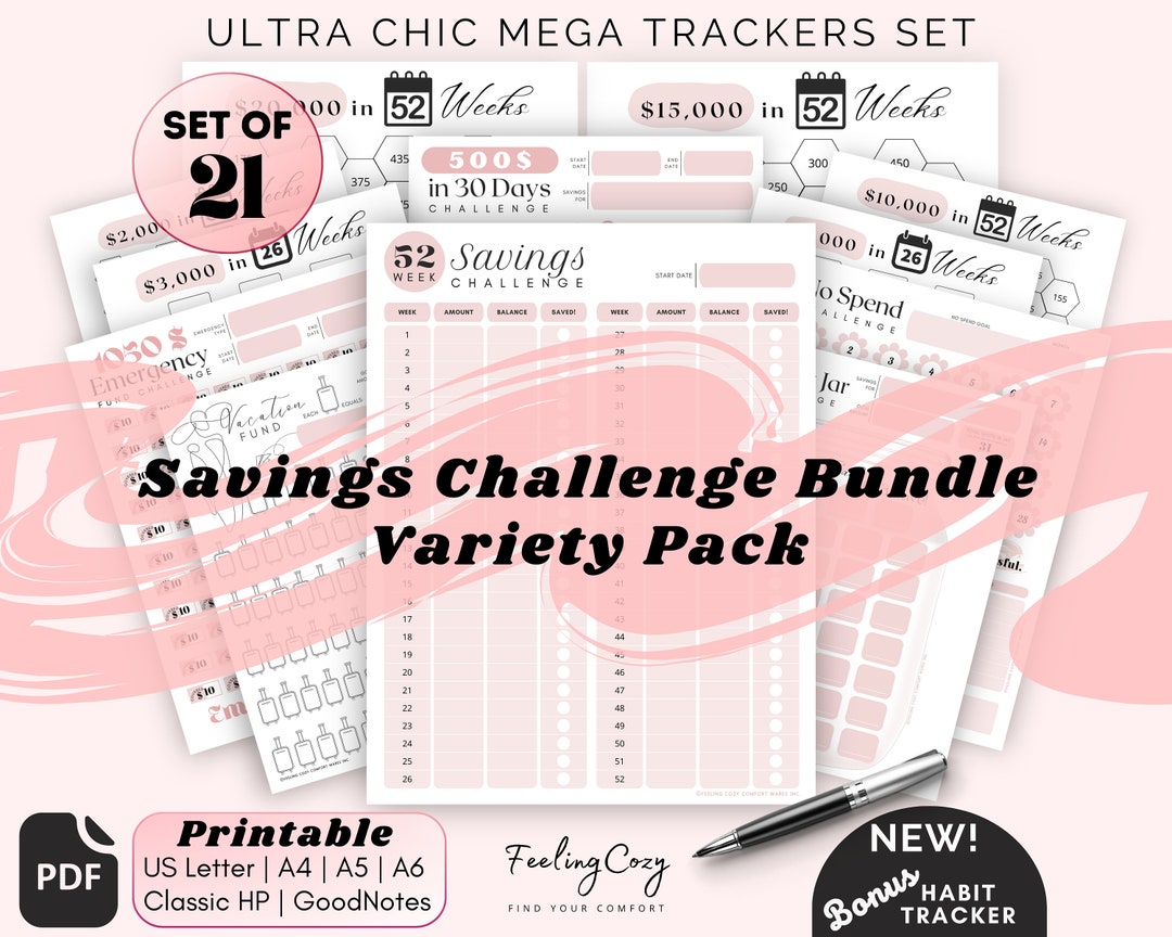 Savings Challenge Printable Savings Tracker Money Saving Challenge