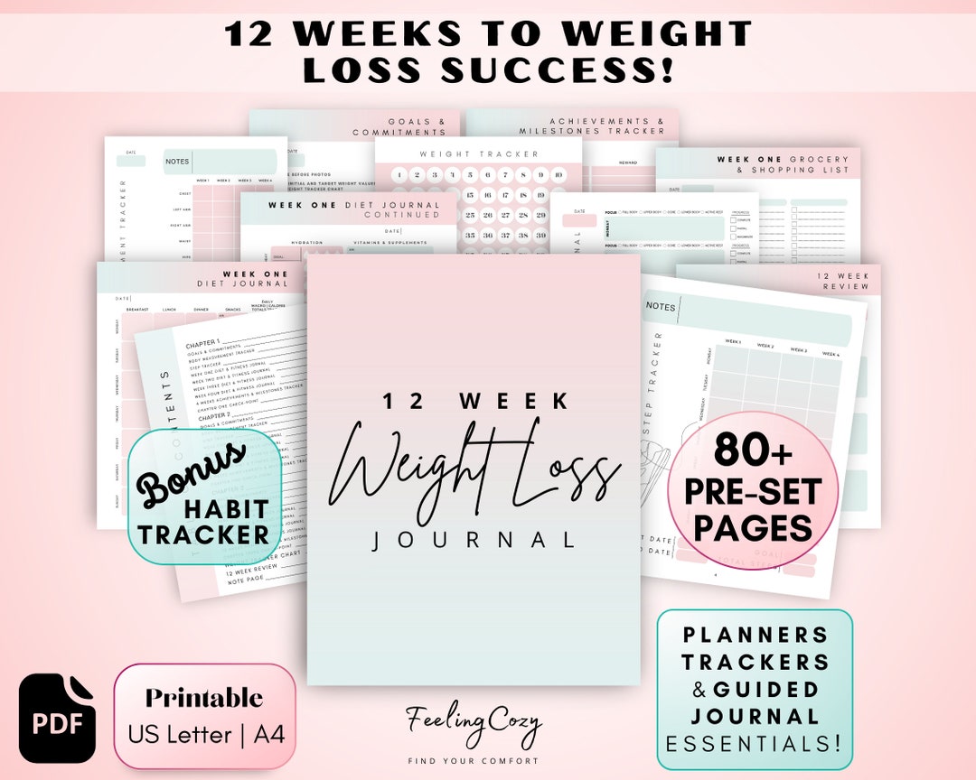 12 Week Weight Loss Journal | Workout & Fitness Planner | Body ...