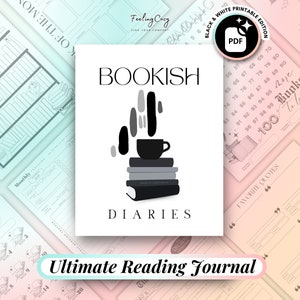 Diario di lettura stampabile 2025: Tracker di lettura mensile, Planner di lettura, Modello di recensione di libri, Sfida di lettura, Registro di lettura Happy Planner