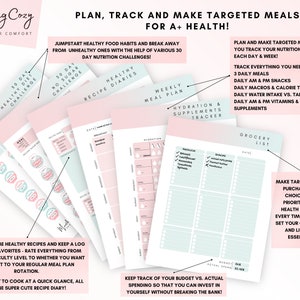 2026 Glow Up Planner Printable Bundle | Fitness and Workout Journal | Self Care Planner Inserts image 6