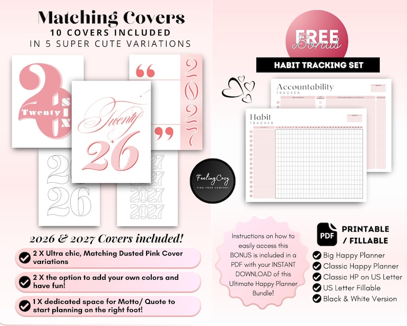 Ultimate Happy Planner Printable Templates | 2026-2027 Daily, Weekly, Monthly Layouts | Big, Classic Planner Inserts Bild 12