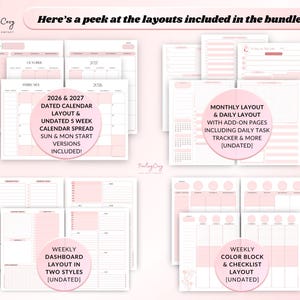 2026 Calendar Layout, monthly Layout, daily layout, weekly dashboard layout, weekly color block layout