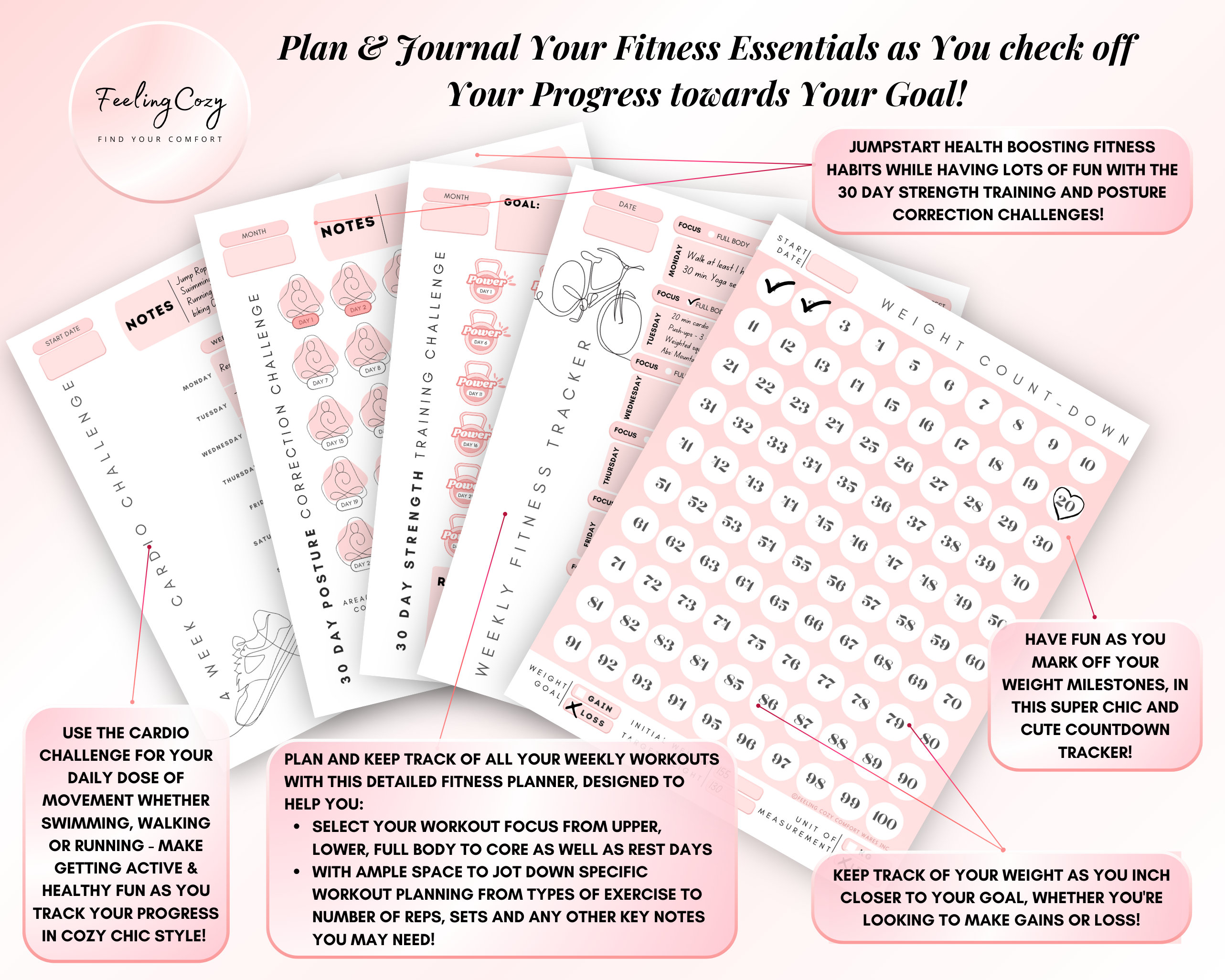 Glow up Planner Printable: Self Care Planner, Fitness & Workout Journal ...