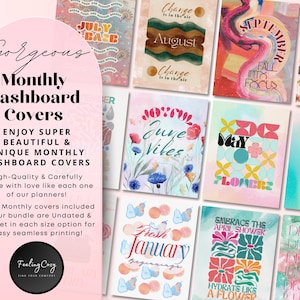 Happy Planner monthly Layout, Happy Planner cover, Happy Planner Dashboard, Printable Happy Planner