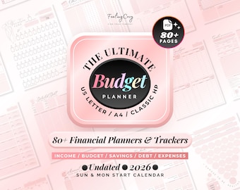 Printable Budget Planner Bundle: Paycheck, Weekly, Bi-weekly, Monthly Template (Pink PDF Planner Pages)