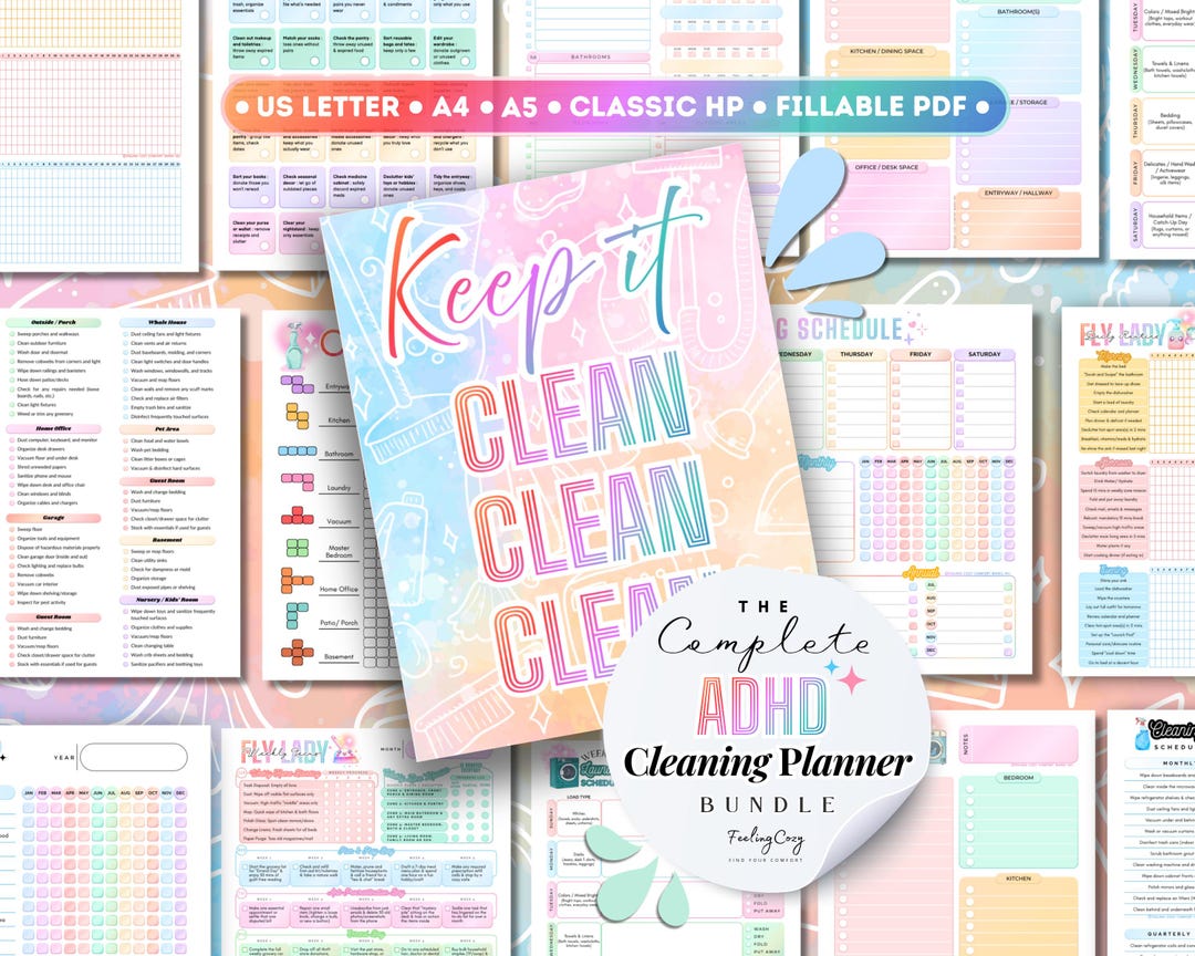 ADHD Cleaning Checklist Fillable | Deep Cleaning Schedule | Printable ...