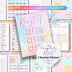 ADHD Cleaning Checklist Fillable | Deep Cleaning Schedule | Printable Chore Chart | Declutter Spring Clean Planner