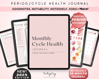 2024 Period Tracker: Digital Period Stickers, Menstrual Cycle Planner, Ovulation Tracker, Period Cycle Symptom Tracker | GoodNotes IPad