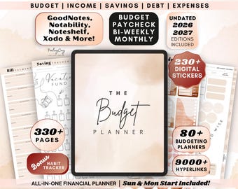 Digital Budget Planner 2026 | Bi-Weekly Paycheck Budget Templates | Monthly Finance Tracker for Ipad, Goodnotes
