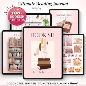 Digital Reading Journal: Book Tracker, Book log, Reading Log, Book Journal, Bookish Stickers, Reading Tracker, Reading Planner for Goodnotes
