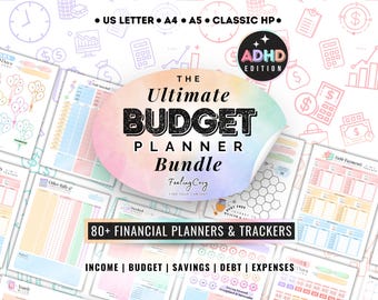 ADHD Budget Planner Printable | Weekly, Biweekly Paycheck Templates, Monthly Financial Planners | A4 A5 Inserts