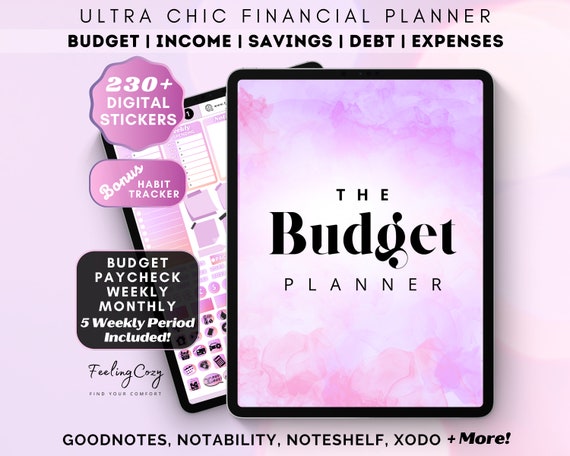 Digital Budget Planner: Weekly Paycheck Template, Monthly Financial Planner for iPad Goodnotes