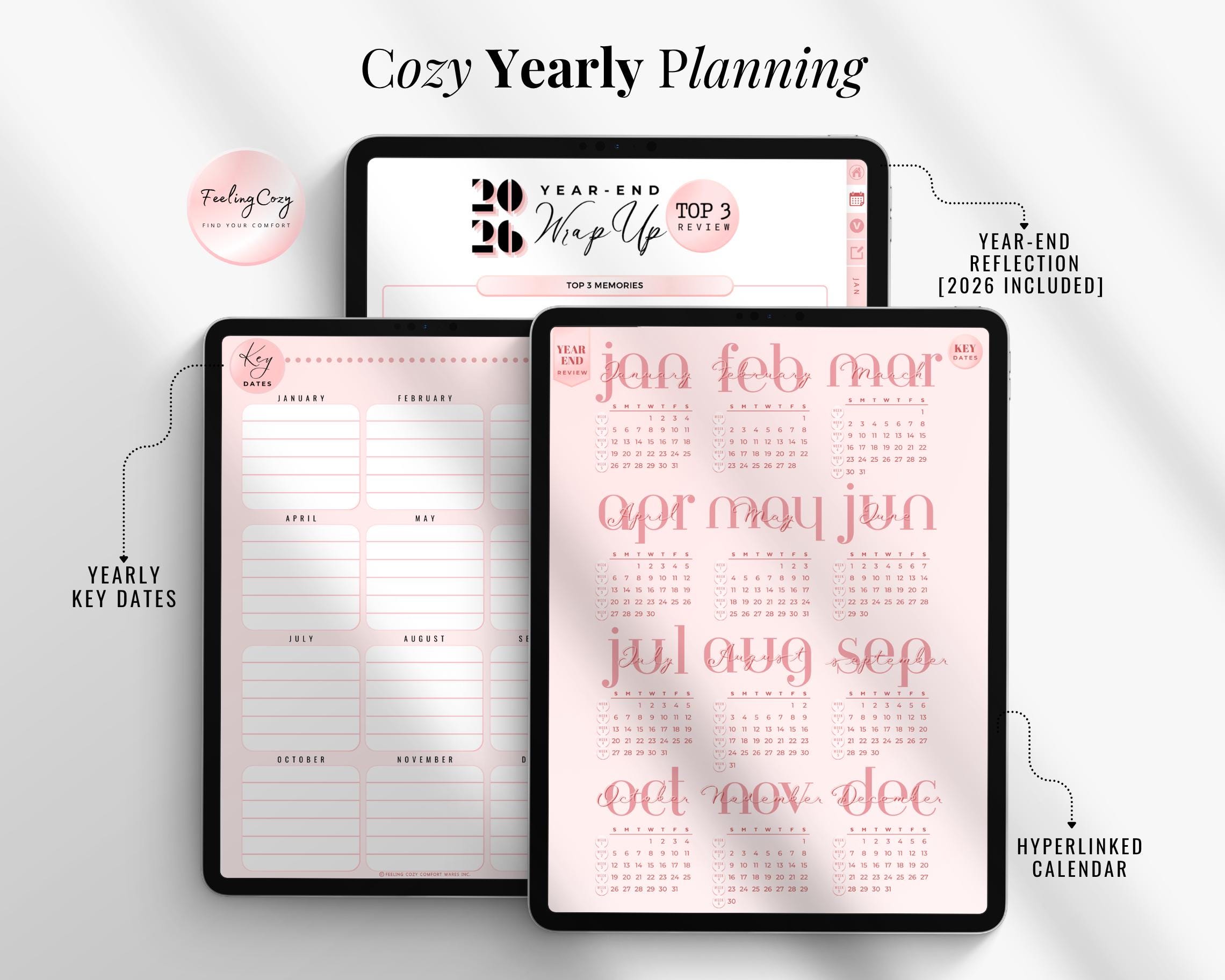 2026 Simple Digital Planner: Pink Goodnotes Planner for iPad | 275 ...