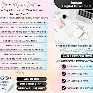 Mega 2026 Planner Printable / Journal Bundle: ADHD Daily, Weekly, Monthly, Goal | A5 Planner Inserts Bild 2