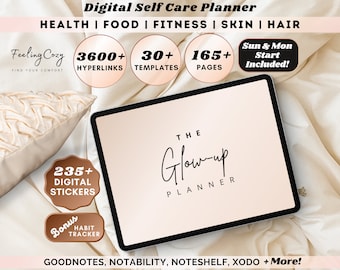 Digital Self Care Planner |  Glow-Up Journal, Habit Tracker for iPad GoodNotes