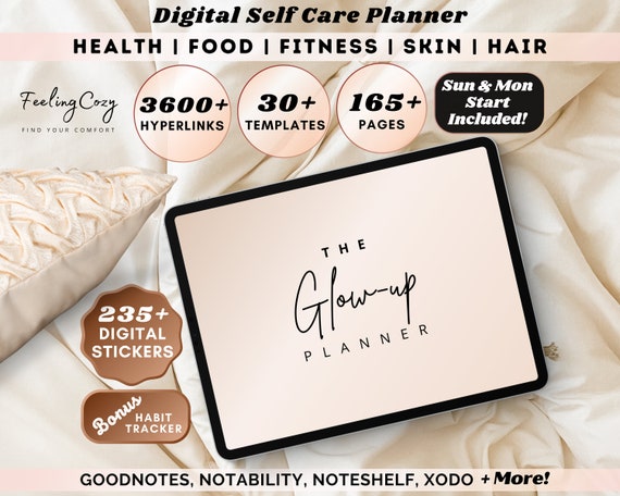Digital Self Care Planner |  Glow-Up Journal, Habit Tracker for iPad GoodNotes