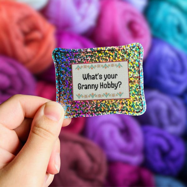 What’s Your Granny Hobby Cross-stitch pillow sticker