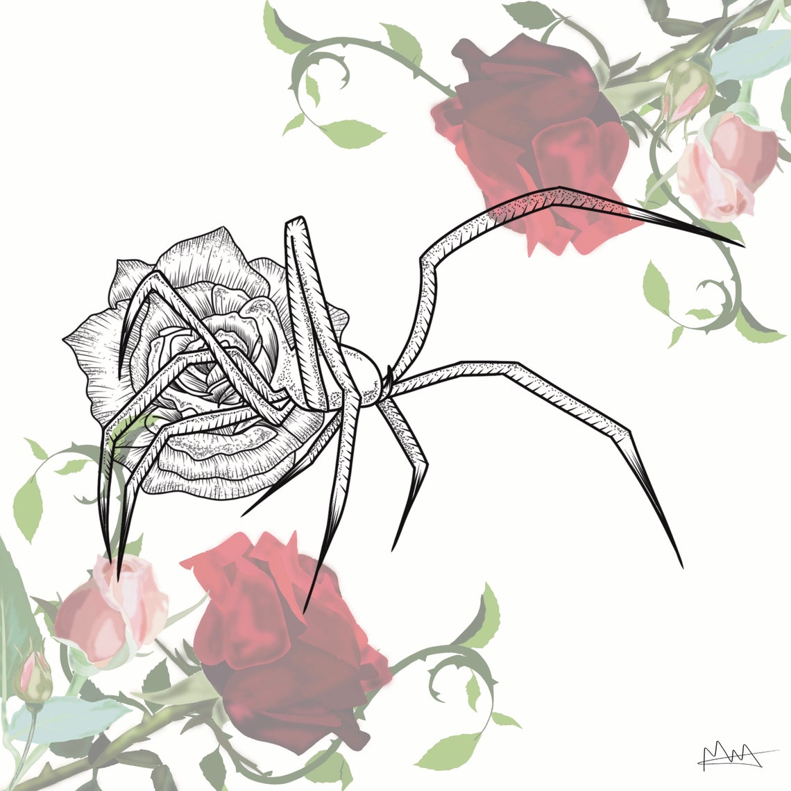 Rose Spider Digital Print Download Etsy